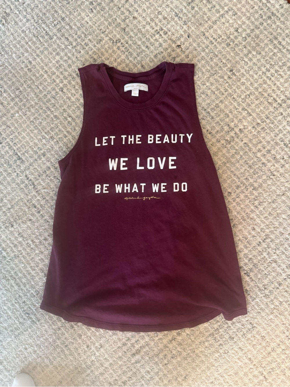Spiritual Gangster Plum Muscle Tank with White Inspirational Text